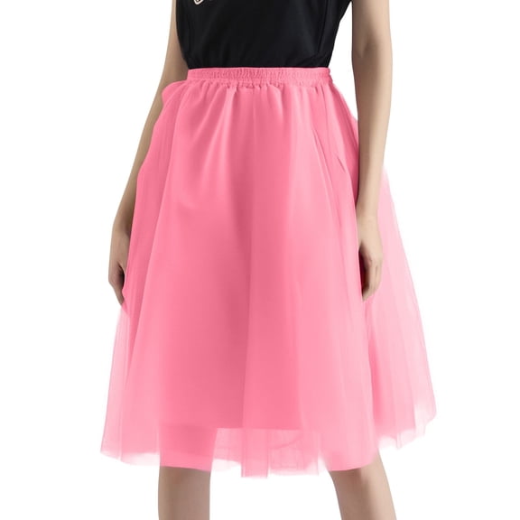 Layered Tulle Skirt for Women Elastic Waist Full A Line Mesh Tutu Skirt for Party Dance Prom