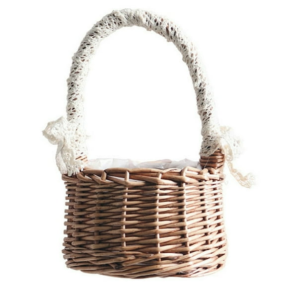 Rattan Woven Lace Flower Basket Plant Basket Weaving Basket Storage Basket