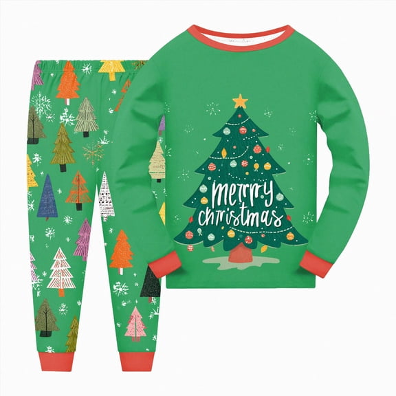 TOWED22 Kids Christmas Holiday Pajamas Cotton Xmas Print Graphic Sleepwear Toddler Girls Boys Christmas Pjs Sets