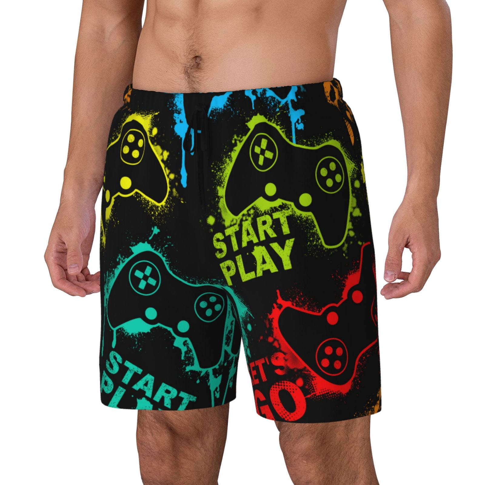 Xecao Play Game Start for Men's Swimming Trunks Swim Trunks Quick Dry Swim Shorts with Mesh Lining Funny Swimwear Bathing Suits