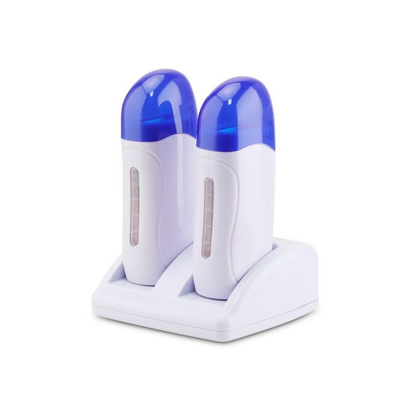 (Blue) Professional Wax Heater Roll on Hair Removal Double Roll on Wax Cartridge Device for Depilatory Wax Hair Removal, Safe and Painless