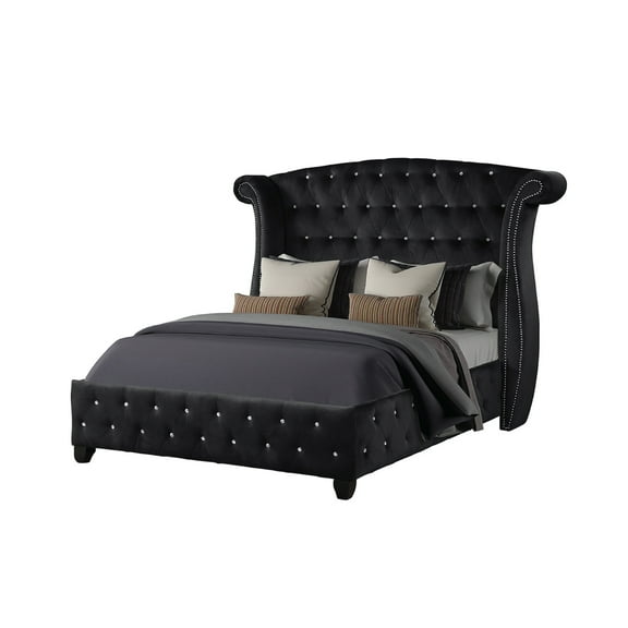 Sophia Upholstery Full Size Bed Made with Wood in Black Color