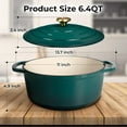 thumbnail image 2 of Kitchen 6 Quart Enameled Cast Iron Dutch Oven Pot with Lid – Premium Durability & Oven Safe up to 500°F – Heavy Duty Cookware Perfect for Bread Baking, Stews, Braising & Roasting – Emerald, 2 of 5