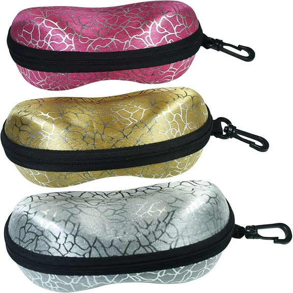 (3 Pack)Semi-Hard Shell Sunglasses Case For Women and Men，Portable Travel Zipper Eyeglasses Case，Protective Box For Glasses