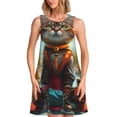 thumbnail image 1 of Fotbe Riverside Meditating Cat Vestido de Verano sin Mangas para Mujer – Vestido Midi Línea A, Estilo Camiseta Floral, Vestido Playero Casual y Fluido, 1 of 7