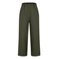 thumbnail image 4 of EDFBUYKRS Female Women Pants Casual Womens Tall Pants 32 Inseam Womens Daily Elastic Waist Workout Trousers Solid Long Pants Loose Casual Pockets Trousers M, 4 of 5