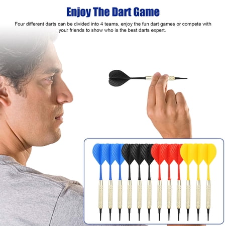12PCS DARTS PLASTIC TIP, EEEKIT SOFT TIP DARTS, 18 GRAM WITH 100 EXTRA BLACK 2BA REPLACEMENT TIPS, ALUMINUM SHAFTS, SAFE FLIGHTS FOR ELECTRONIC OR PLASTIC DARTBOARD, 4 COLOR