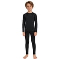 thumbnail image 3 of Moggemol Ensemble de Couche de Base de Compression pour Garçons, Col Rond, Haut à Manches Longues avec Leggings à Taille Élastique, Noir 30, 3 of 5