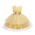 thumbnail image 4 of HJYCHN Dress for Girls Sleeveless V Neck Short Party Gown with 3D Floral Accents and Layered Mesh Skirt for Girls Dress 4-5 Years, 4 of 9