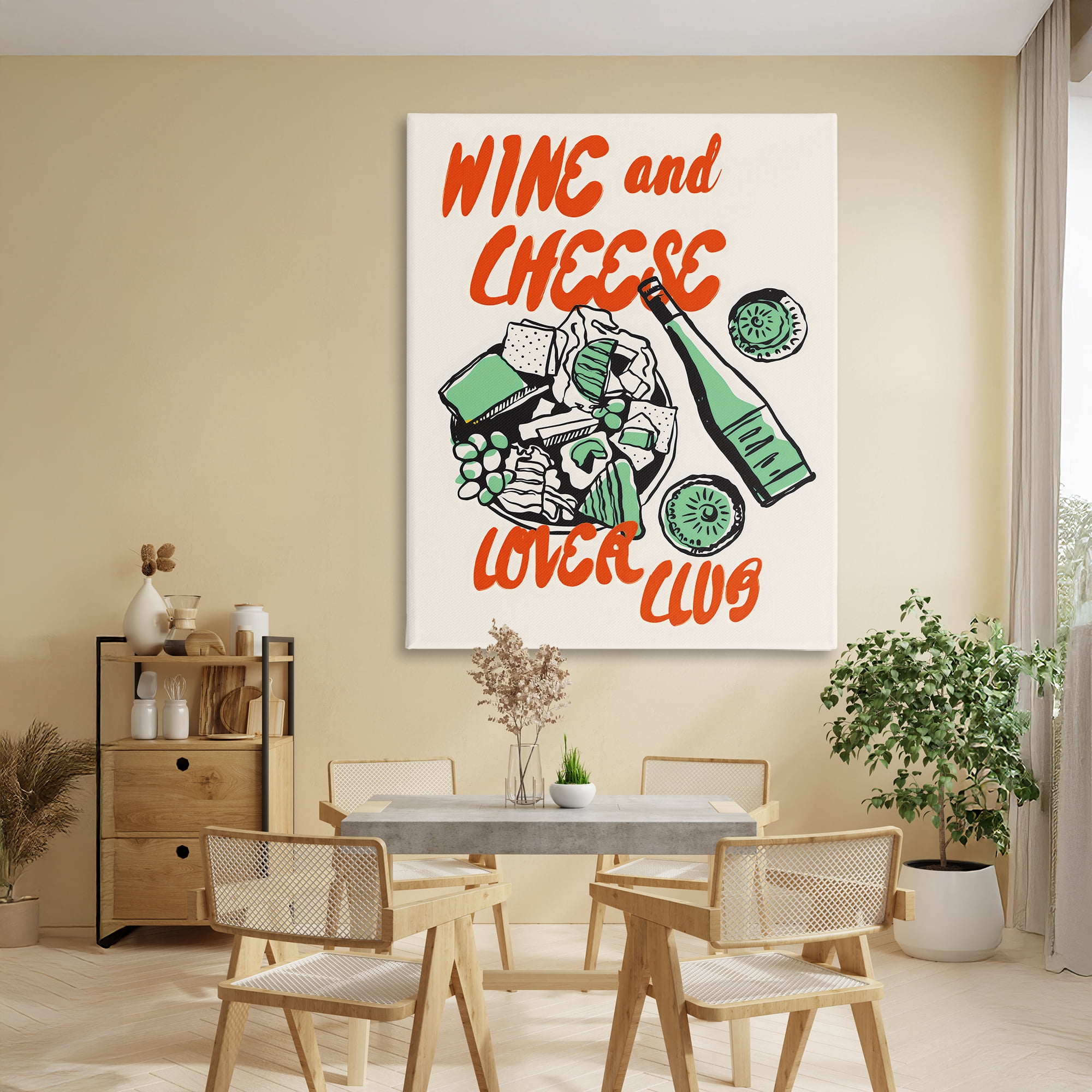 Stupell Industries Wine & Cheese Lover Club Canvas Wall Art, design by The Prints Vibe