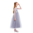 thumbnail image 5 of IBTOM CASTLE Big Girl Flower Lace Princess Tulle Long Dress for Kids Prom Formal Pageant Dance Gown 9-10 Years Gray, 5 of 8