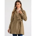 thumbnail image 3 of DARING DIVA Trench Jean Notched Lapel Long Sleeve Denim Jacket XL Khaki, 3 of 6