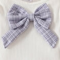 thumbnail image 6 of Hotiary Infant Baby Girl Party Skirt 3Pcs Outfit Toddler Ruffle Long Sleeve Bow Ribbed Shirt Top Mini Skirt with Beret Kids Cute Spring Summer Fall Birthday Clothes for 6M-3T Light Purple, 6 of 6