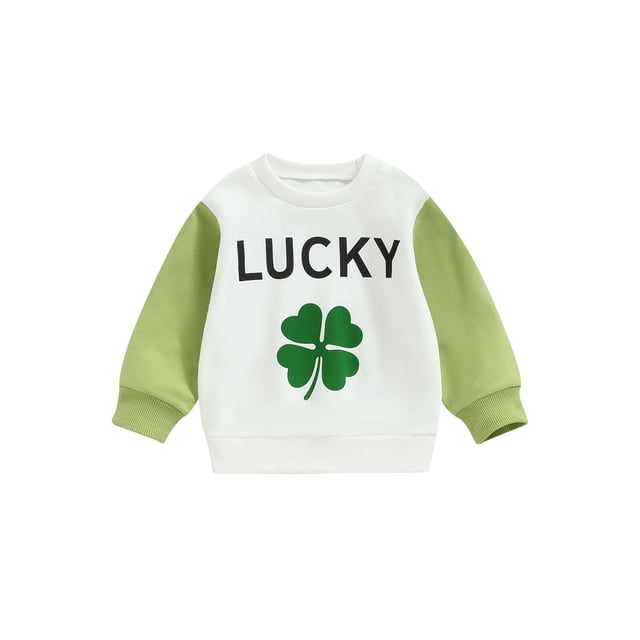 Fortune Sweatshirts pour Filles et Garçons 0-3 Ans Trèfle à Quatre Feuilles