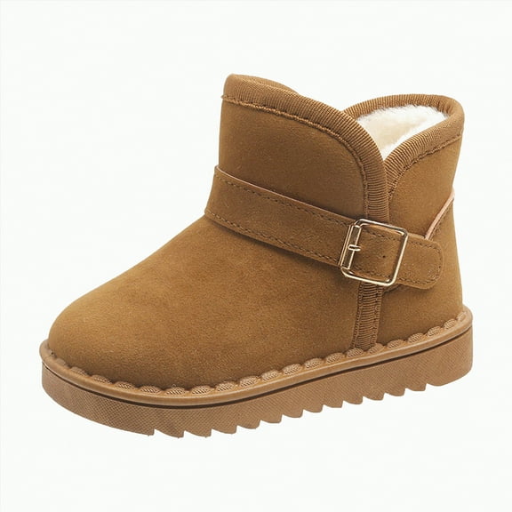 CAICJ98 Boy Girl Snow Boots Warm Cozy Plush Lined Suede Ankle Booties Water-Resistant Anti-Slip Winter Boots Boys Girls (Toddler/Little Kid/Big Kid),8.5