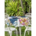 thumbnail image 3 of Outdoor Tablecloth with Umbrella Hole for Patio/Picnic/Party/Camping, Summer Surfboard Waterproof Table Cloth Round Cover Washable, Tropical Palm Tree Swimming Ring Slippers (Dia 60"), 3 of 9