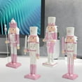 thumbnail image 3 of Statue de Marionnette Décorative Incrustée de Strass Excellente Paillettes Roses Nutcracker Soldier Poupée Jouet Ornement, 3 of 5
