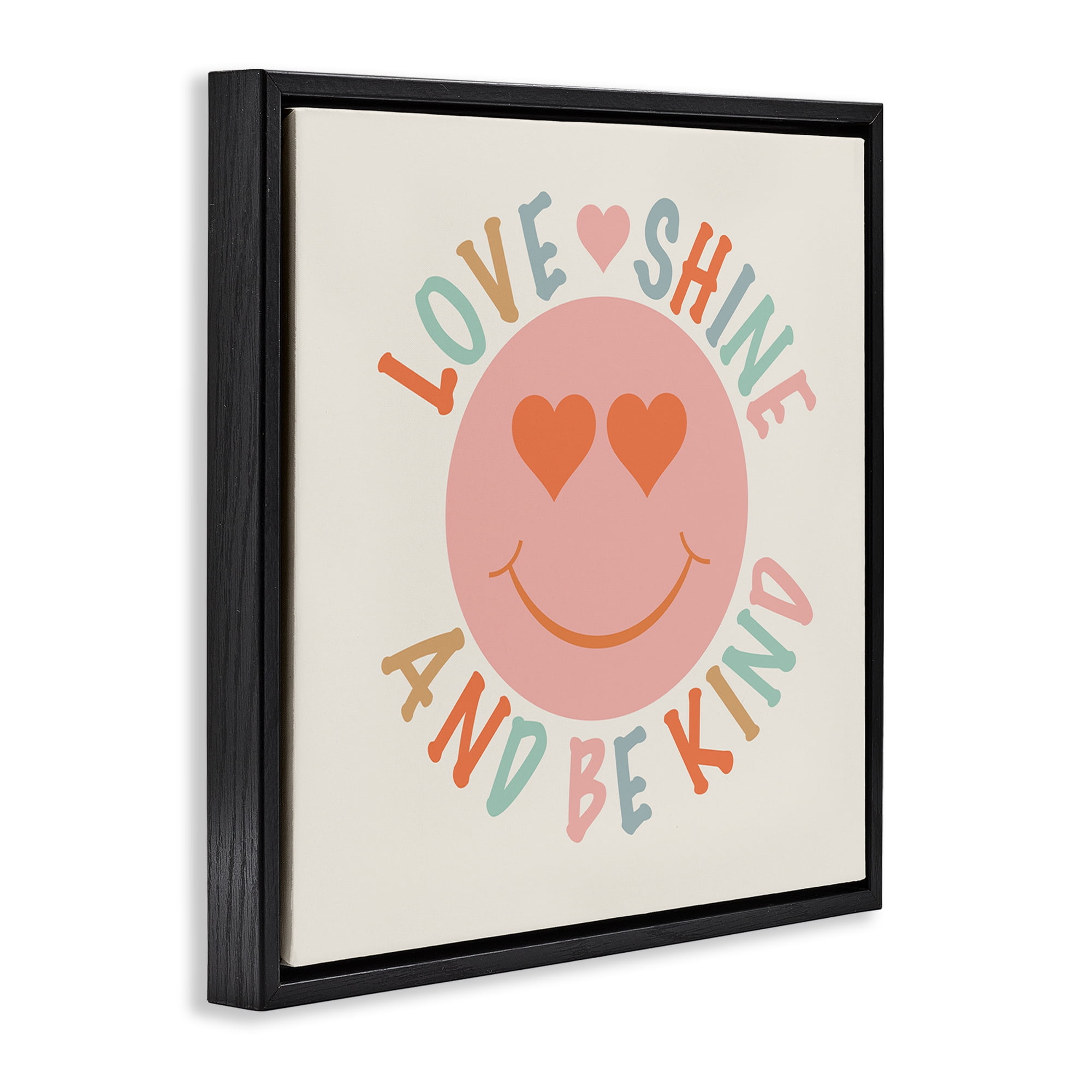 Stupell Industries Retro Be Kind Text & Numbers Painting Black Floater Framed Canvas Art Print Wall Art, 18 x 18