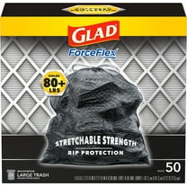 Glad Large Drawstring Trash Bags, Forceflex 30 Gallon Black Trash Bags, 50 Count