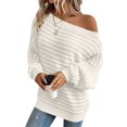 thumbnail image 2 of Womens Fall Sweaters Off The Shoulder Batwing Sleeve Textured Knit Tops Oversized One Shoulder Sweater, 2 of 5