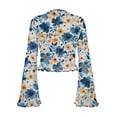 thumbnail image 7 of SCRAWLGOD Vintage Flower Bell Sleeve Tops for Women Aesthetic Women Bell Sleeve Shirt Women Lettuce Trim Tops for Going Out Travel Size S Flared Summer Blouse Long, 7 of 7
