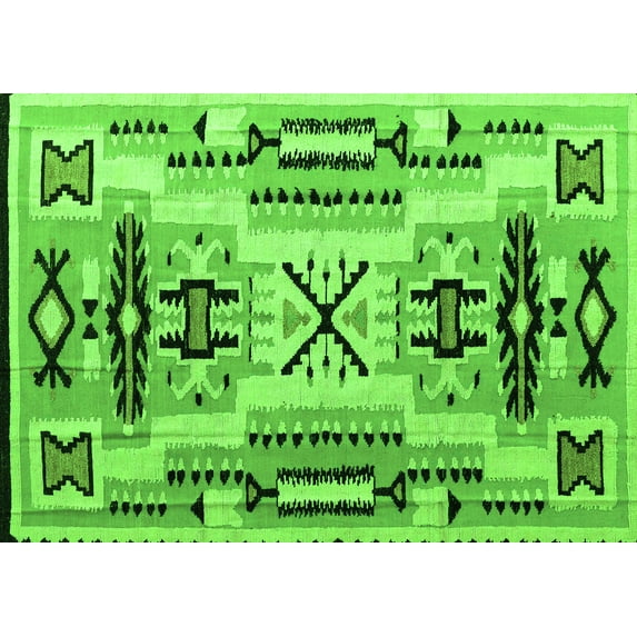 Ahgly Company Indoor Rectangle Southwestern Green Country Area Rugs, 8' x 12'