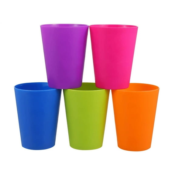 Topboutique 5.6 ounce Unbreakable Plastic Cups Stackable Water Tumblers | Set of 12 Drinking Cups for Adults Kids | Reusable Travel Cups, BPA-free, Top-rack Dishwasher Safe