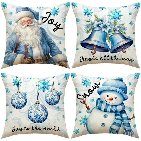 Christmas Decorations Pillow Covers Christmas Tree Truck Snowflake Snowman Santa Claus Home Decor Throw Pillow Case Cushion Cover 18" x 18" Xmas Gifts