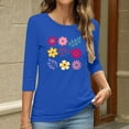 thumbnail image 4 of Runfenguu Plus Size Graphic Tees Womens T Shirts Loose Fits Ladies' Fashion Floral Printed Round Neck 3/4 Sleeve T-Shirt Shirt Sleeve Round Neck Top/Shirt, 4 of 6