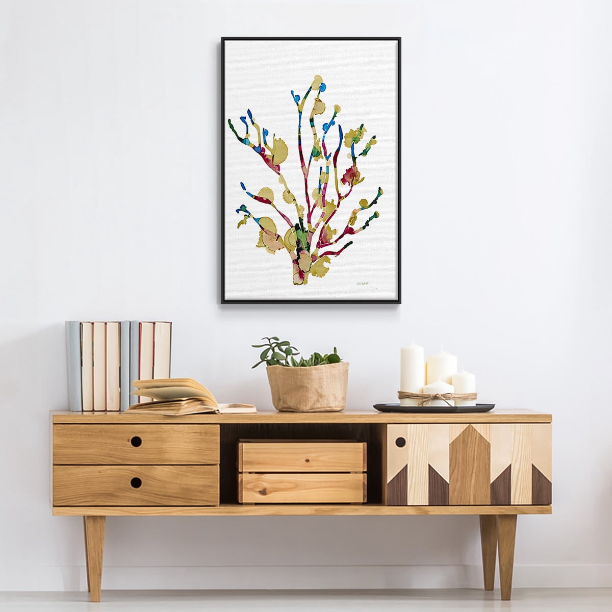 Sea Coral III Framed Premium Gallery Wrapped Canvas - Ready to Hang - 25 x 37 - Black Floating Frame