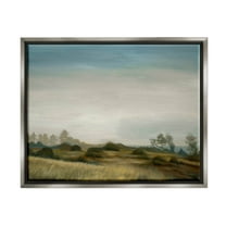 Stupell Industries Rural Hay Bales Landscape Painting Luster Gray Floating Framed Canvas Print Wall Art, Design by Liz Jardine