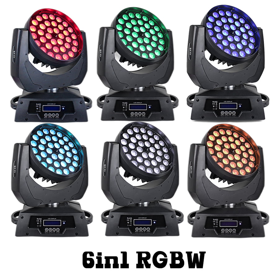 2Pcs 36x18W RGBW 6in1 LED Zoom Wash Moving Head Light DMX Control Stage Lighting  DJ Disco Party Lights