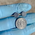thumbnail image 2 of Men's Real Solid 925 Sterling Silver Iced Hip Hop Earrings Flooded Out 8MM Round Screw Back, 2 of 9