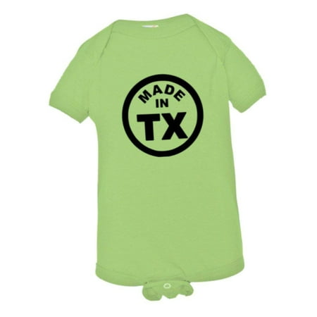 

PleaseMeTees™ Baby From Born Made In Texas Longhorn TX Logo Label Onsie