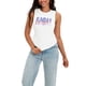 thumbnail image 2 of Camisetas sin mangas de cuello redondo acanaladas para mujer ATHLECHIC, color blanco con estampado, 2 of 5