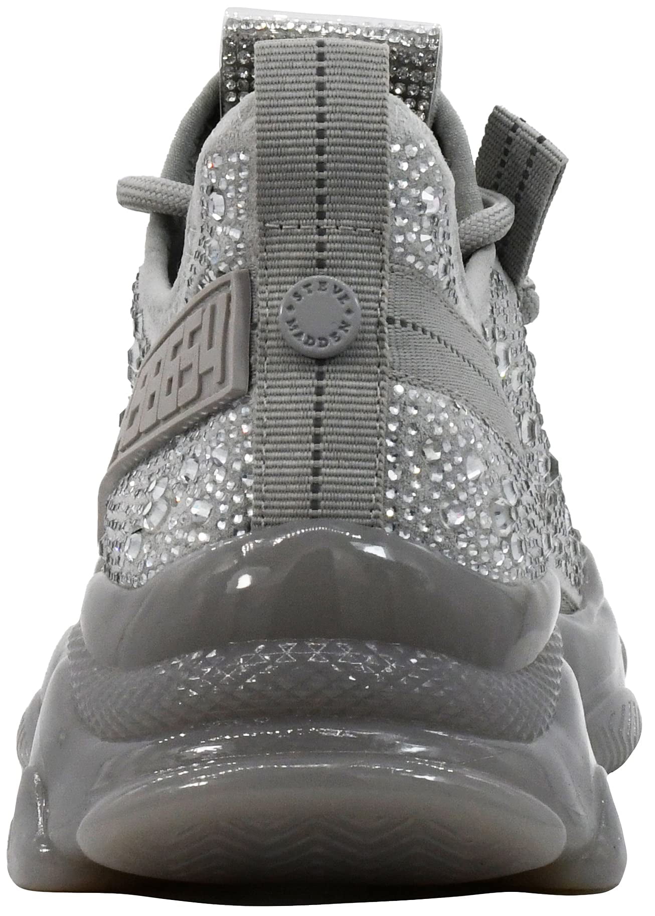 Steve Madden Women's Maxima Sneaker Grey Rhinestone Lace Up