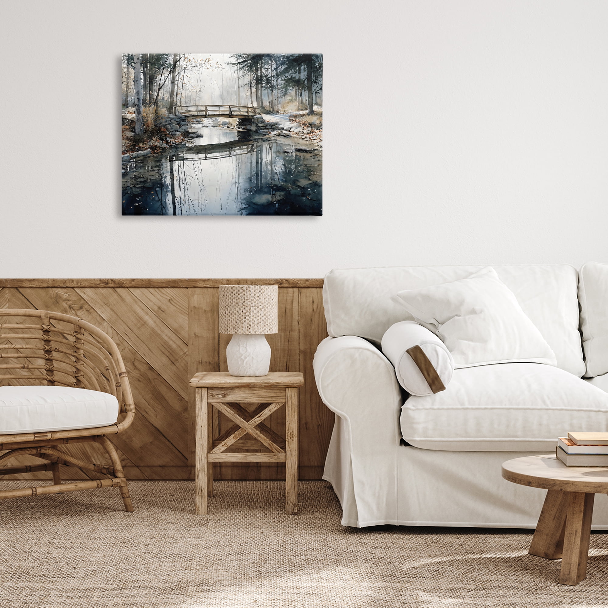 Stupell Industries Stone Bridge over Stream Canvas Wall Art, design by Franklyn Gregory