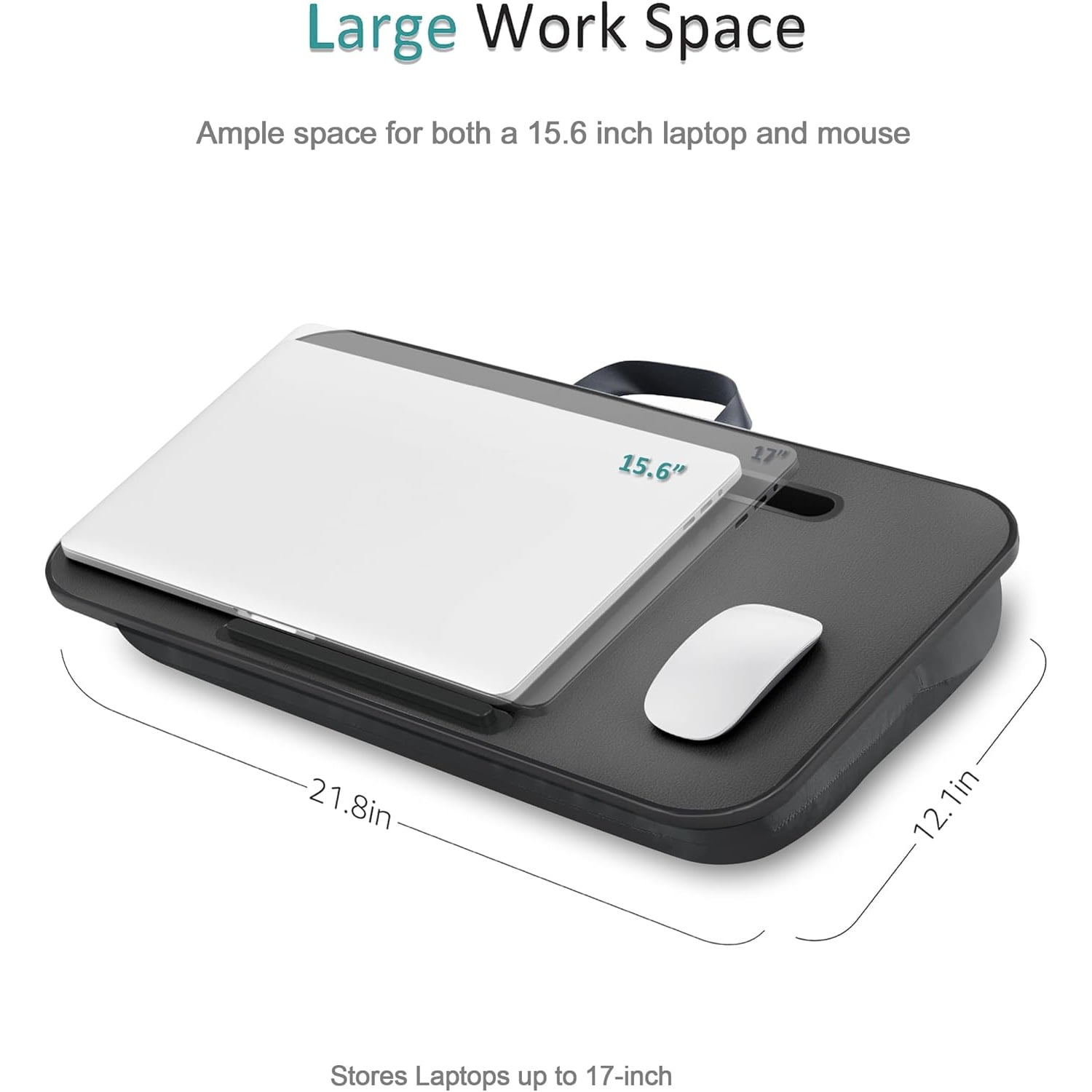 Lap Desk, Portable Laptop Stand with Washable Cushion, Fits up to 17 inch Laptop, with Device Ledge and Phone Holder, Use on Bed,Couch, Sofa, Floor, Home Office