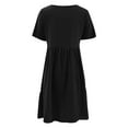 thumbnail image 4 of WILLBEST Robes Haute Basse pour Femmes Mode Vintage et Lin Poches Lâches Col Rond Manches Courtes Dress, 4 of 5