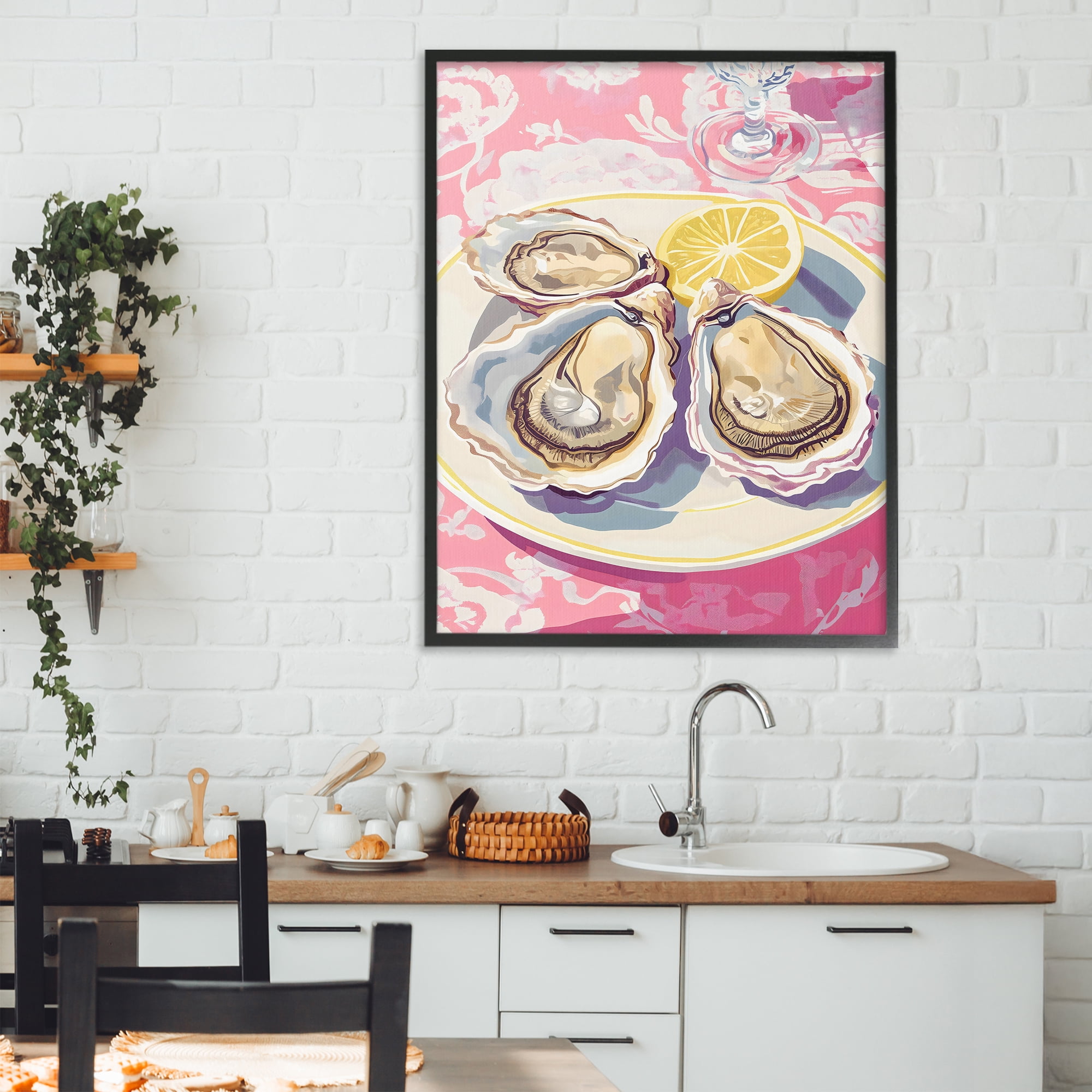 Stupell Industries Plated Oysters & Lemons Black Framed Giclee Art, design by The Prints Vibe