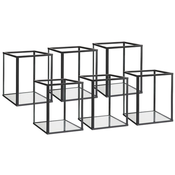 Juego de portavelas Phosphor Small Glass Hurricane Black, 6 piezas