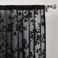 thumbnail image 5 of Exultantex Black Embroidered Leaf Sheer Curtains, Rod Pocket, 54x84 Inch, 5 of 6