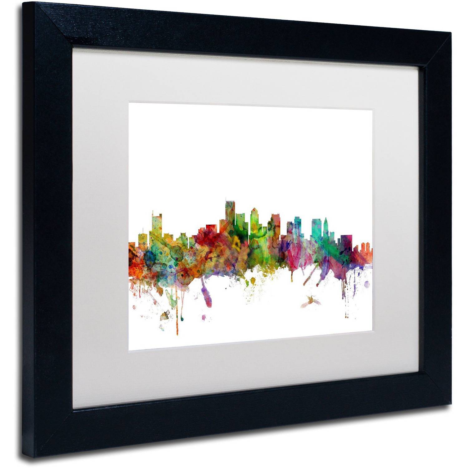 Trademark Fine Art 'Boston Massachusetts Skyline' Canvas Art by Michael Tompsett, White Matte, Black Frame