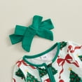 thumbnail image 5 of Cjfdfy Newborn Baby Girl Christmas Footed Romper Christmas Tree Santa Print Zip-up Long Sleeve Footed Bodysuit And Headband Infant Cute My Christmas Fall Winter Outfit 0-9M, 5 of 8