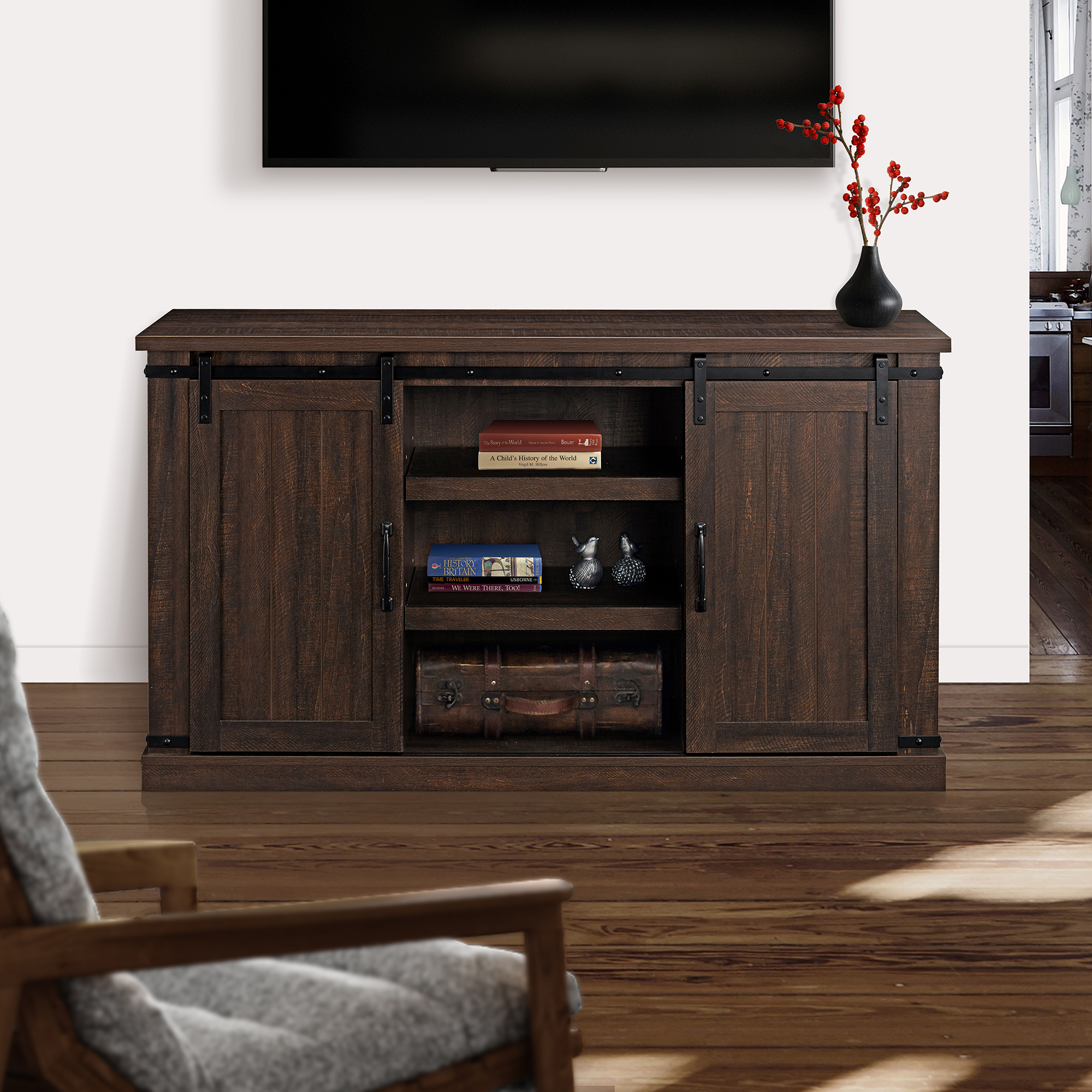 Bli 54inch Sliding Barn Door TV Stand 60 Inch On Sale Overstock
