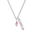 thumbnail image 1 of Delight Jewelry Silvertone Mini Hot Pink Running Shoe Silvertone Believe Faith Prayer Hope Bar Charm Necklace, 23", 1 of 4