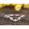 thumbnail image 6 of 0.25 Carat Solid 10k White Gold Wedding Band with Moissanite Diamonds Anniversary Ring Half Eternity Band Marquise Style, 6 of 9