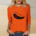 thumbnail image 2 of Dadaria Hauts Femme Chemise Orange Manches 3/4 T-Shirt Col Rond Été Chandail Blouses 2TG, 2 of 4