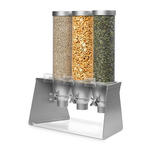 Rosseto EZ564 - Distributeur de Table à Trois Conteneurs avec Support en Métal Gris