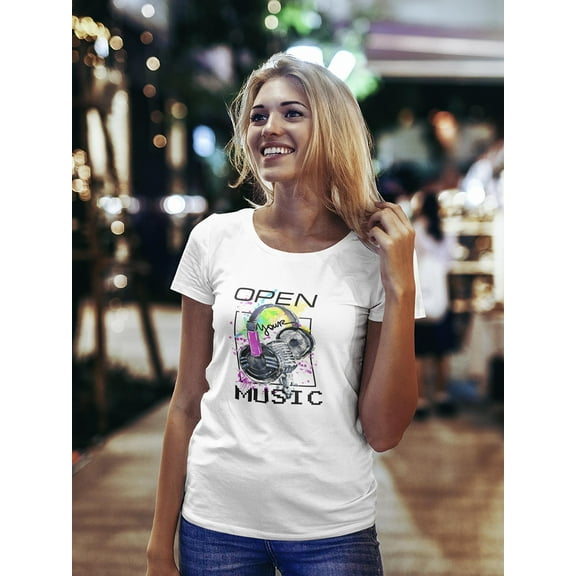 Open Your Music Microphone T-Shirt Women -Image by Shutterstock, Female Small